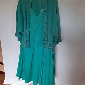 Jade green dress with sweater